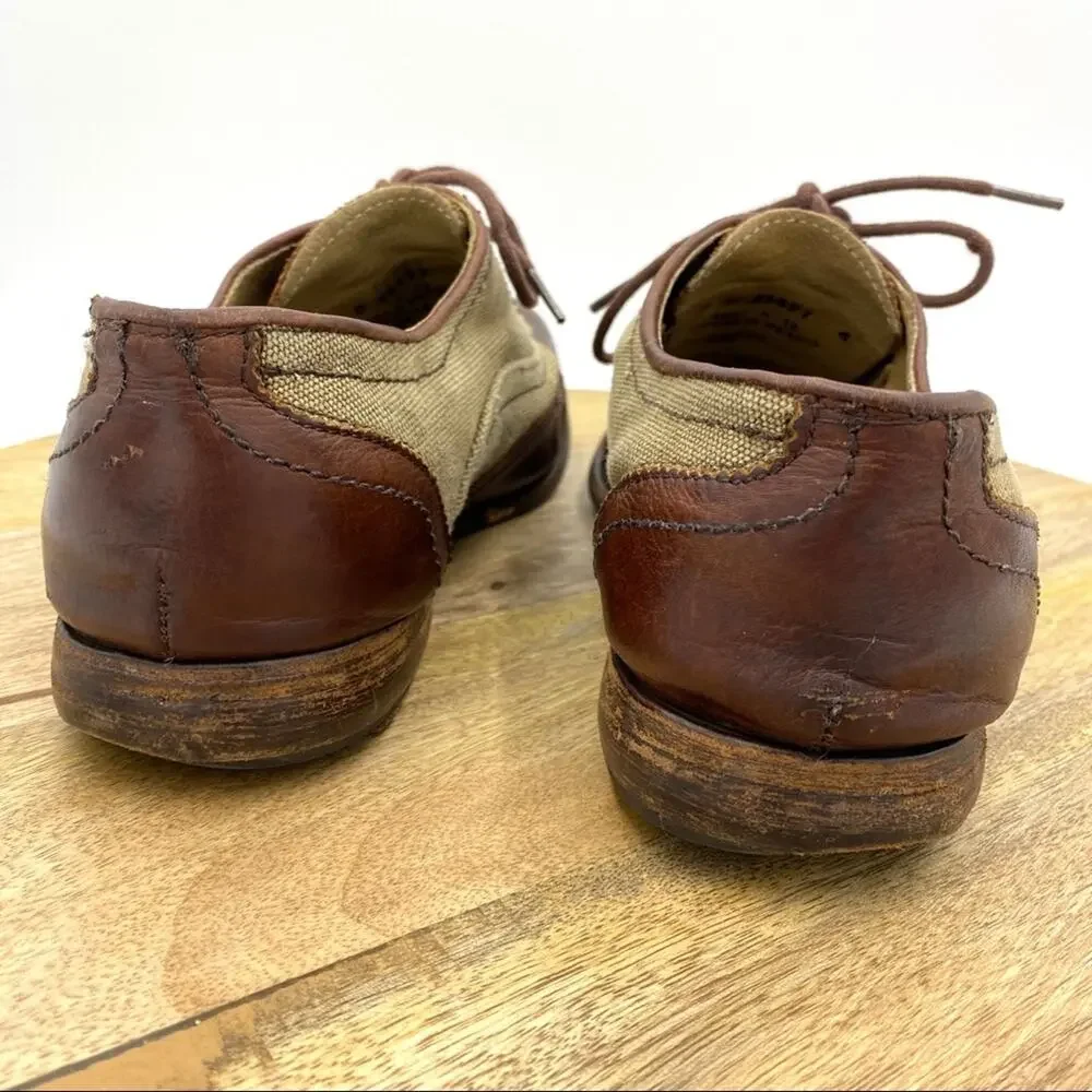 Frye Harvey Canvas Oxfords Leather Wing Tips Heritage Academia Preppy